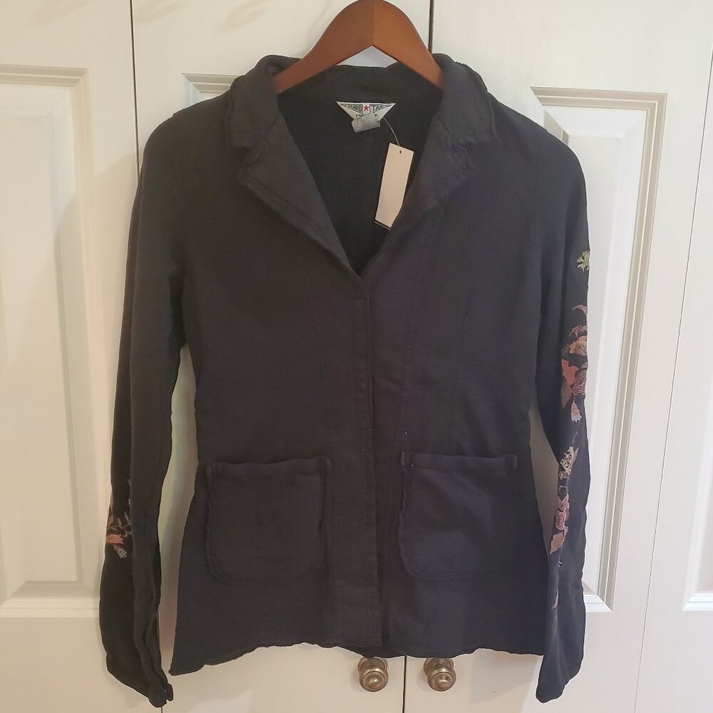 Hard Tail embroidered cotton jacket black medium NWT